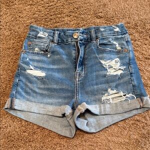 American Eagle Outfitters Blue Distressed Jean Shorts